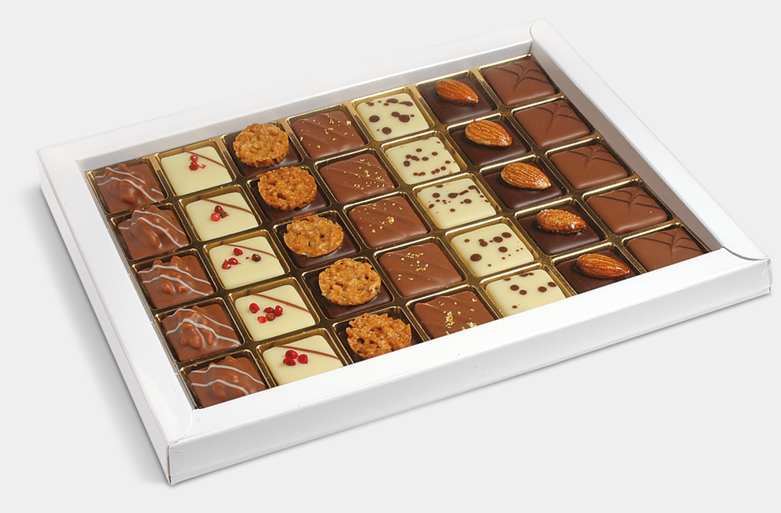 Coffret de pralines de chocolat suisse personnalisé