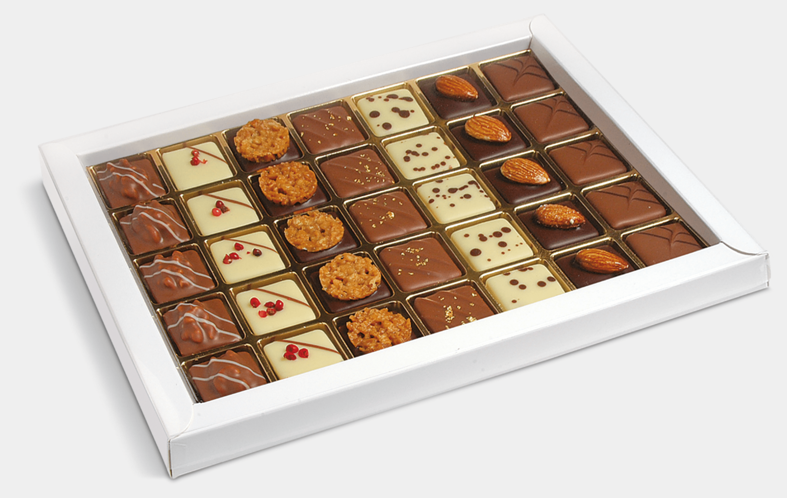 Box mit Schweizer Pralinen als Firmengeschenk