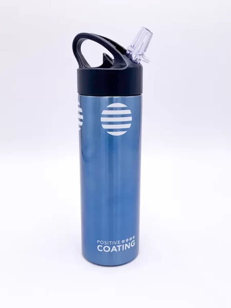 Bouteille de sport avec paille personnalisée en marquage digital en rond pour Positive Coating