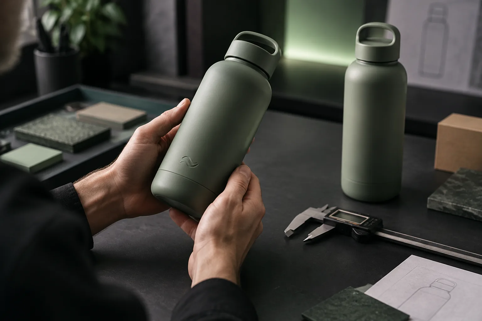 Prototype of a personalised bottle with a logo