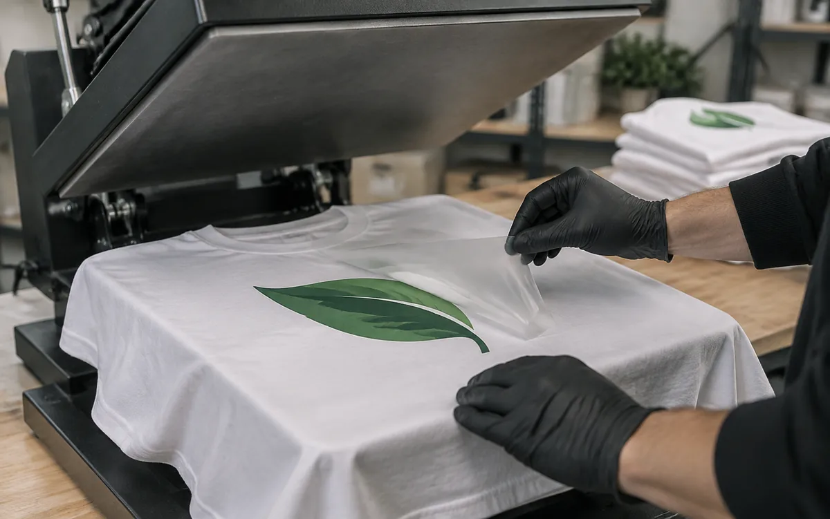 Digital transfer of a logo on a t-shirt